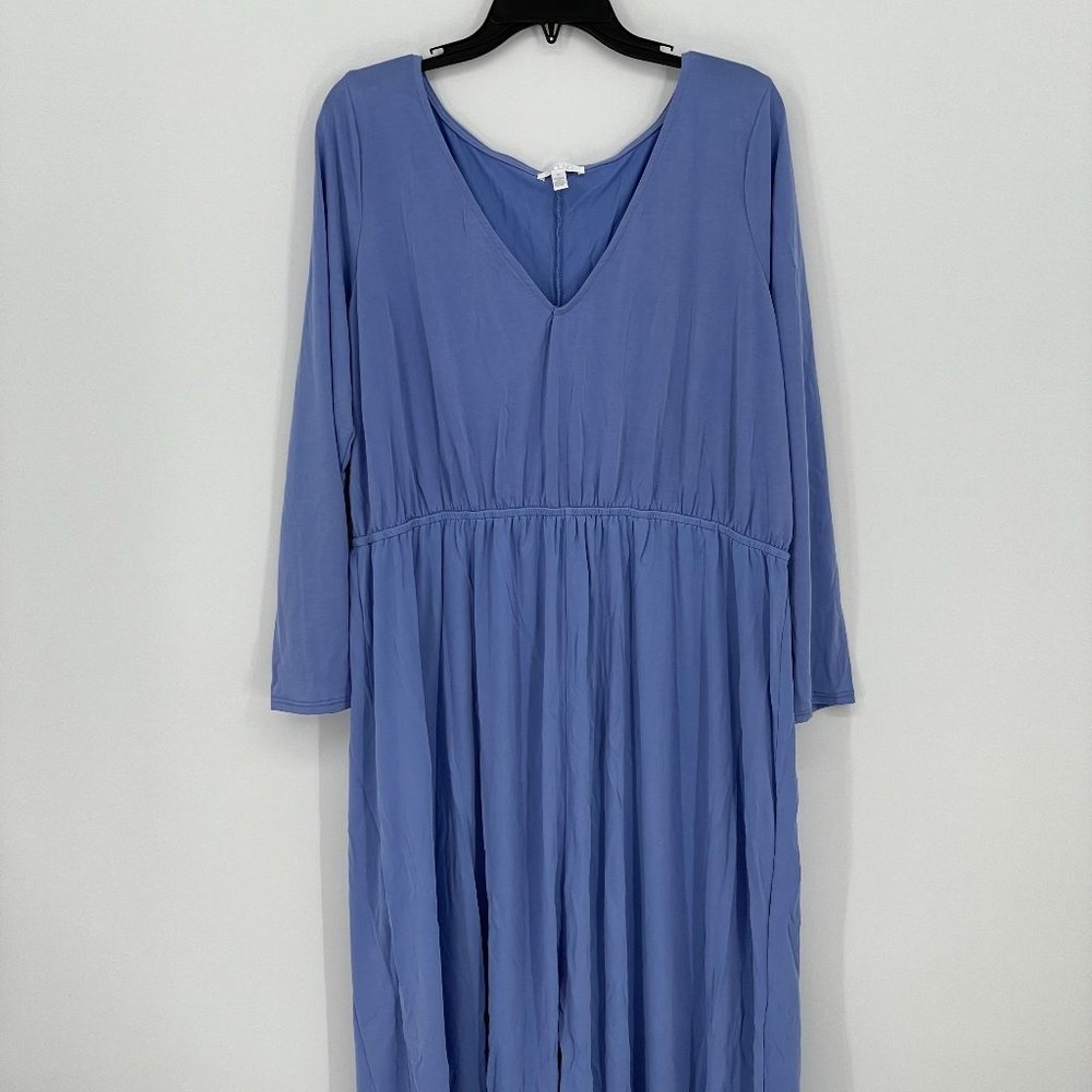 ABOUND Blue Long Sleeve Long V-Neck Dress
